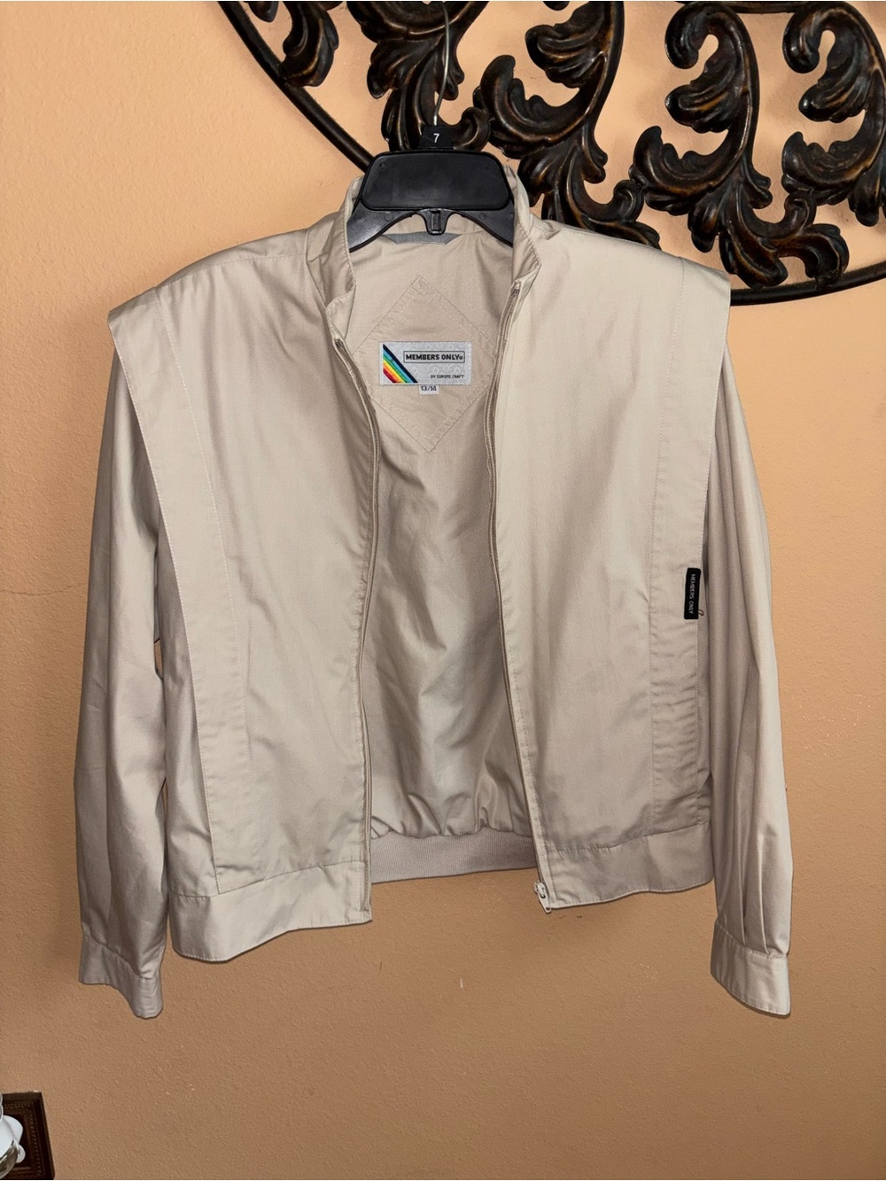 Vintage 80’s 90’s Women’s Members Only Light Beige Jacket sz 13/14 Europe Craft